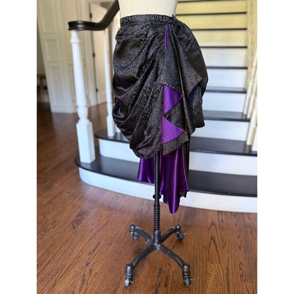 Vintage Costume Hi-Low Bustle Skirt Victorian Goth SteamPunk Burlesque Cosplay - Picture 7 of 13